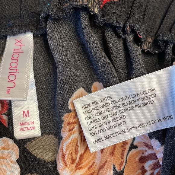 Womens Black Wide Leg Soft Pants in Multi Color Floral Print Size M - Picture 5 of 10